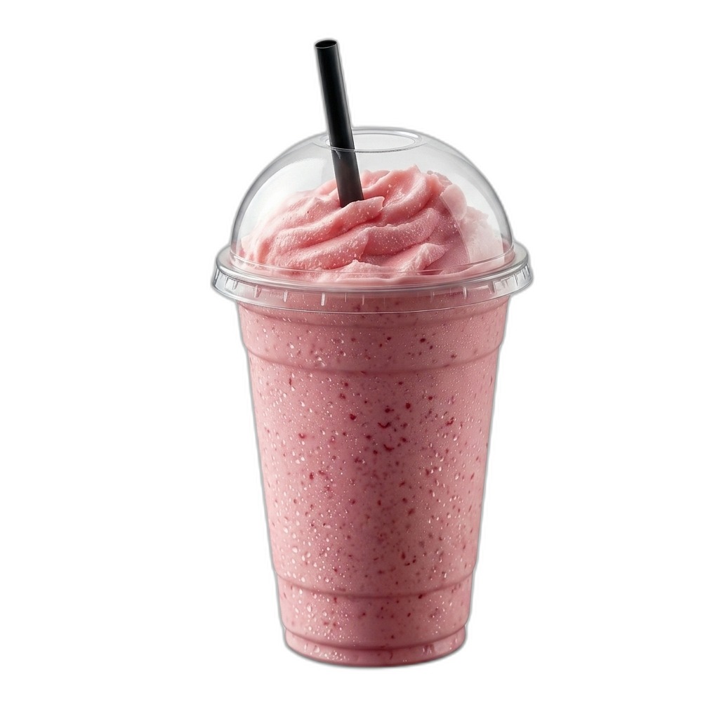 Delicious Strawberry Smoothie with Dome Lid & Straw