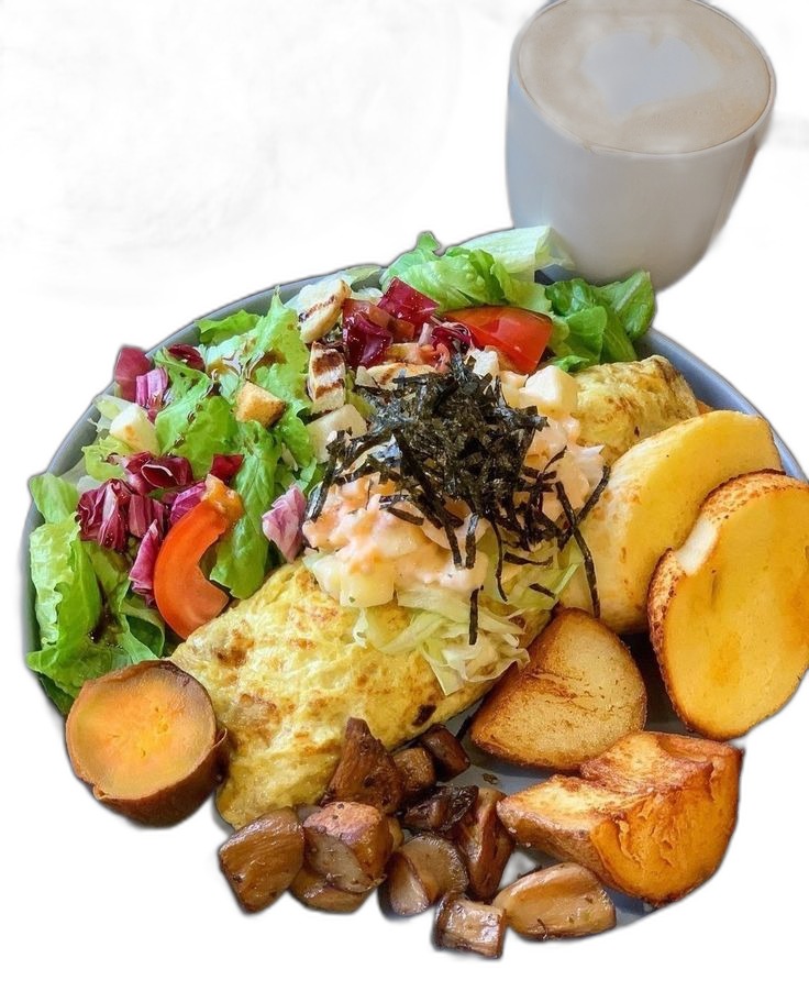 Hearty Brunch Platter with Omelette & Salad