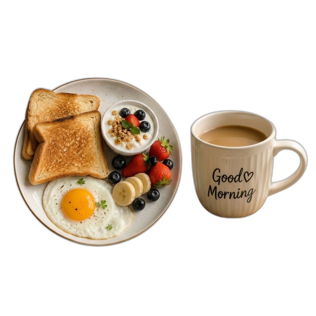 Healthy Breakfast Plate & Coffee Mug Combo