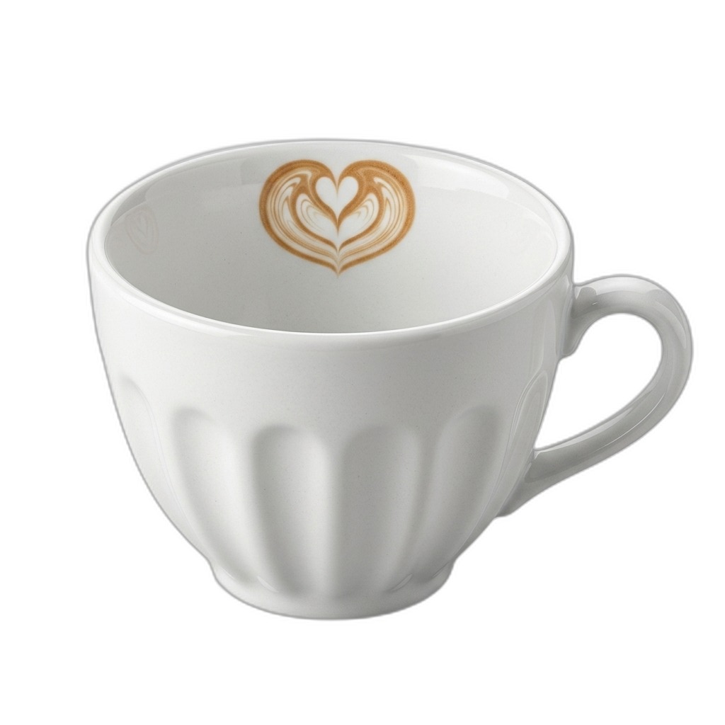 White Ceramic Coffee Cup with Heart Latte Art