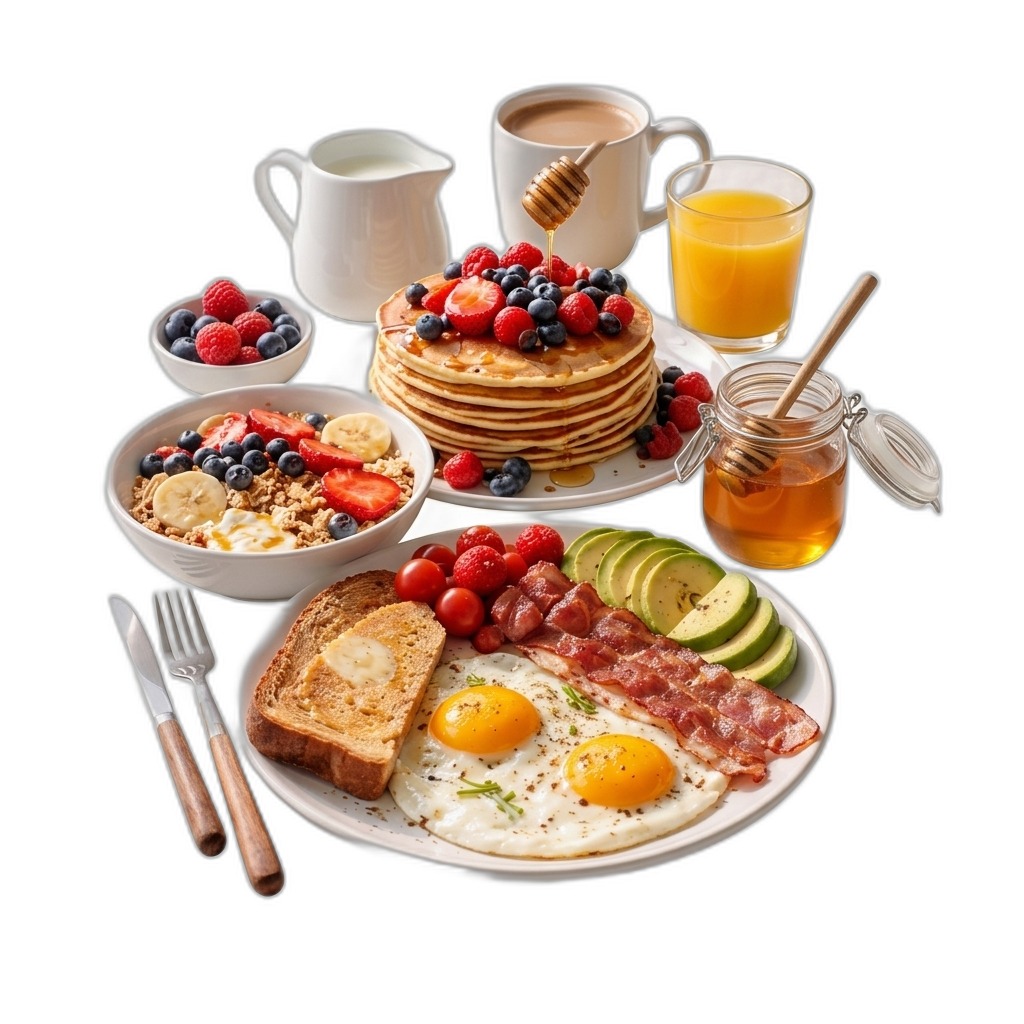 Lavish Breakfast Platter with Pancakes & Eggs