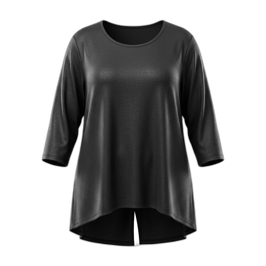 Women's Black 3/4 Sleeve Tunic Top