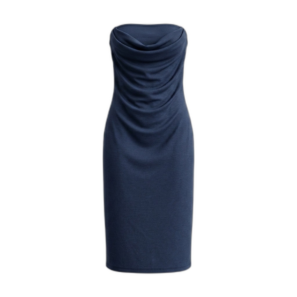 Women's Strapless Cowl Neck Midi Dress