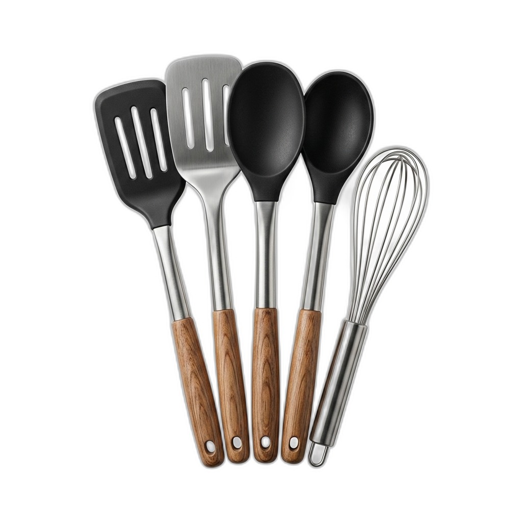5-Piece Kitchen Utensil Set with Wood Handles