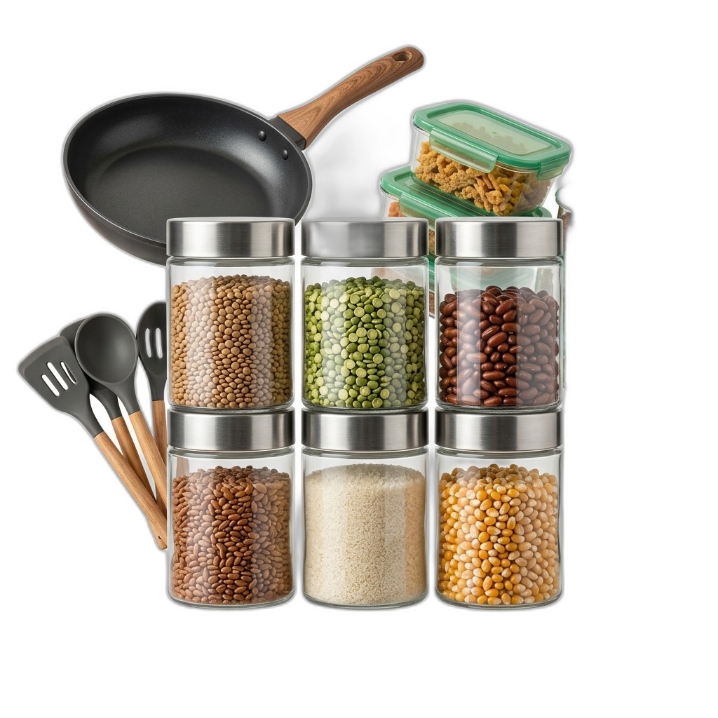 Kitchen Cookware Utensils Food Storage Jars Set