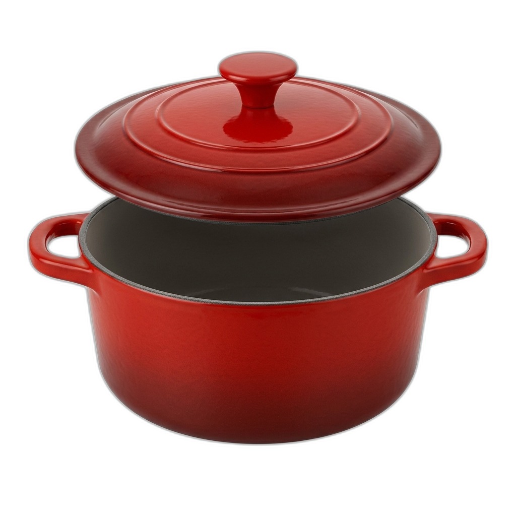 Red Enamelled Cast Iron Dutch Oven