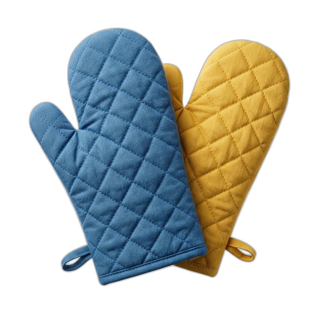 Blue & Yellow Quilted Oven Mitts