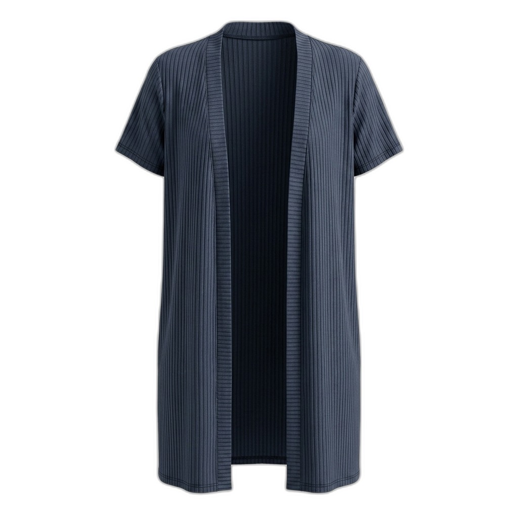 Women's Short Sleeve Ribbed Cardigan
