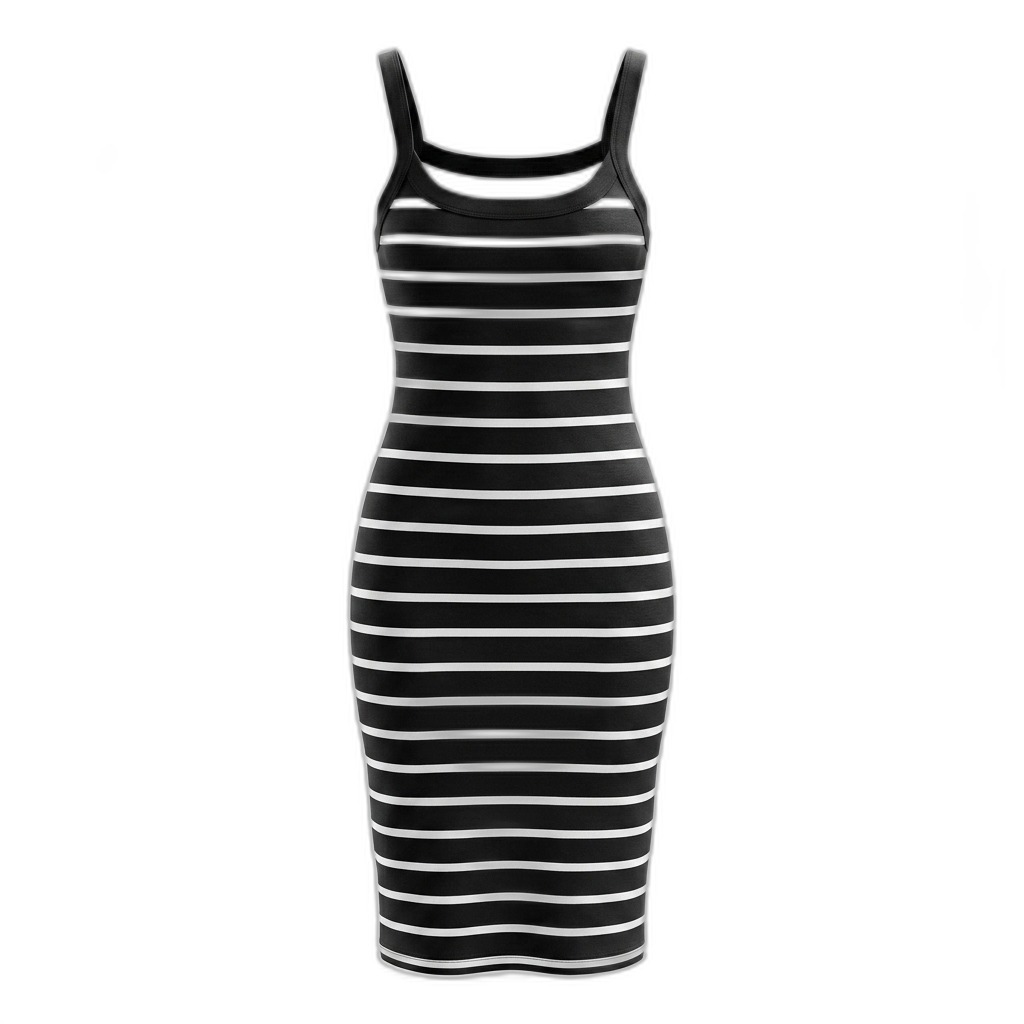 Women's Striped Bodycon Midi Dress