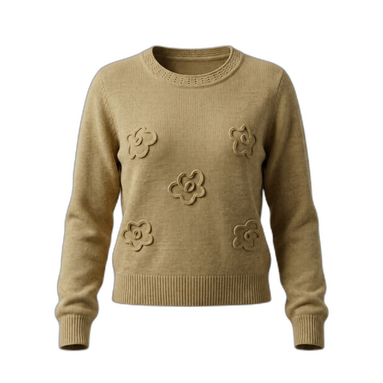 Women's Floral Appliqué Knitted Sweater