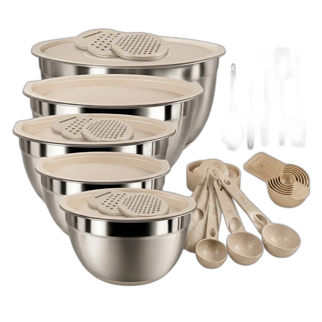 Stainless Steel Mixing Bowl Set with Baking Utensils