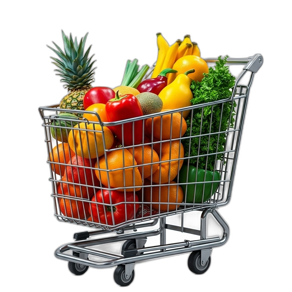 Fresh Fruits & Vegetables in Shopping Cart