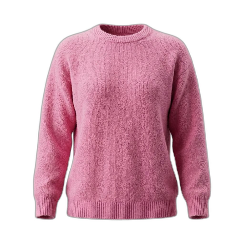 Women's Pink Crew Neck Knit Sweater