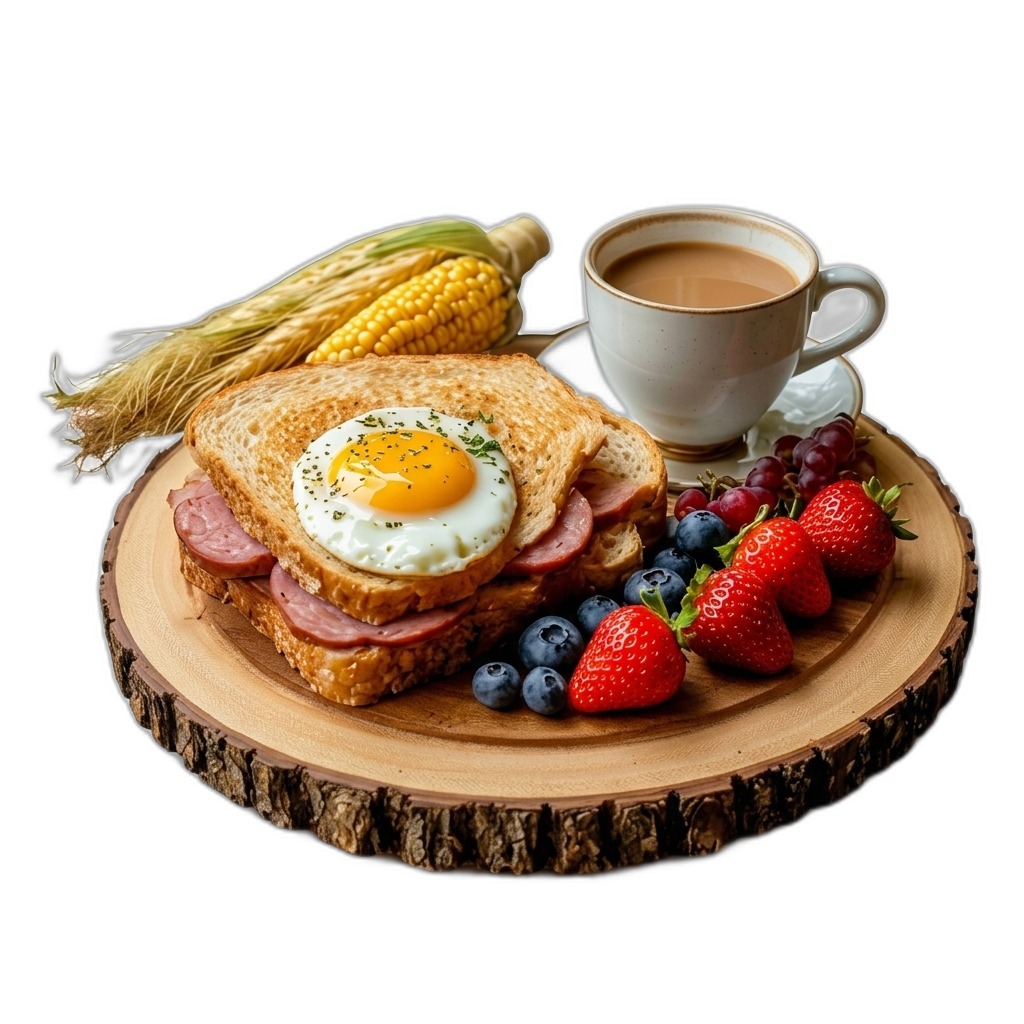 Breakfast Platter with Egg Sandwich & Fresh Fruits