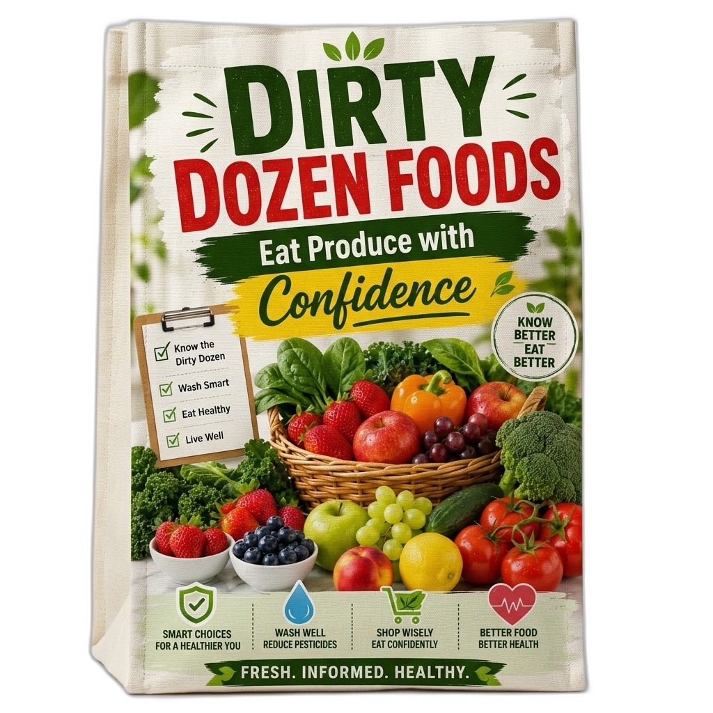 Dirty Dozen Foods Healthy Eating Reusable Bag