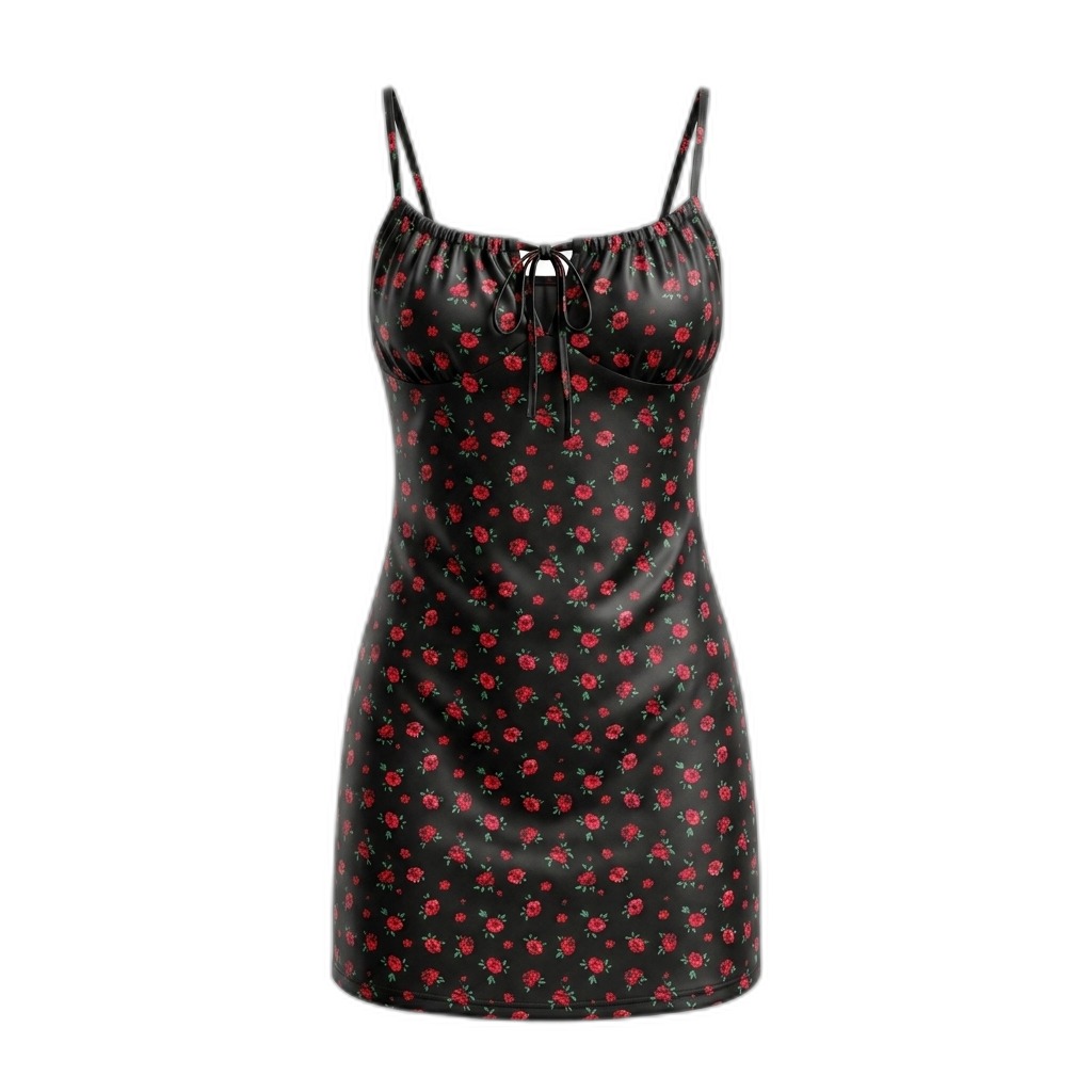 Floral Print Tie-Front Mini Slip Dress