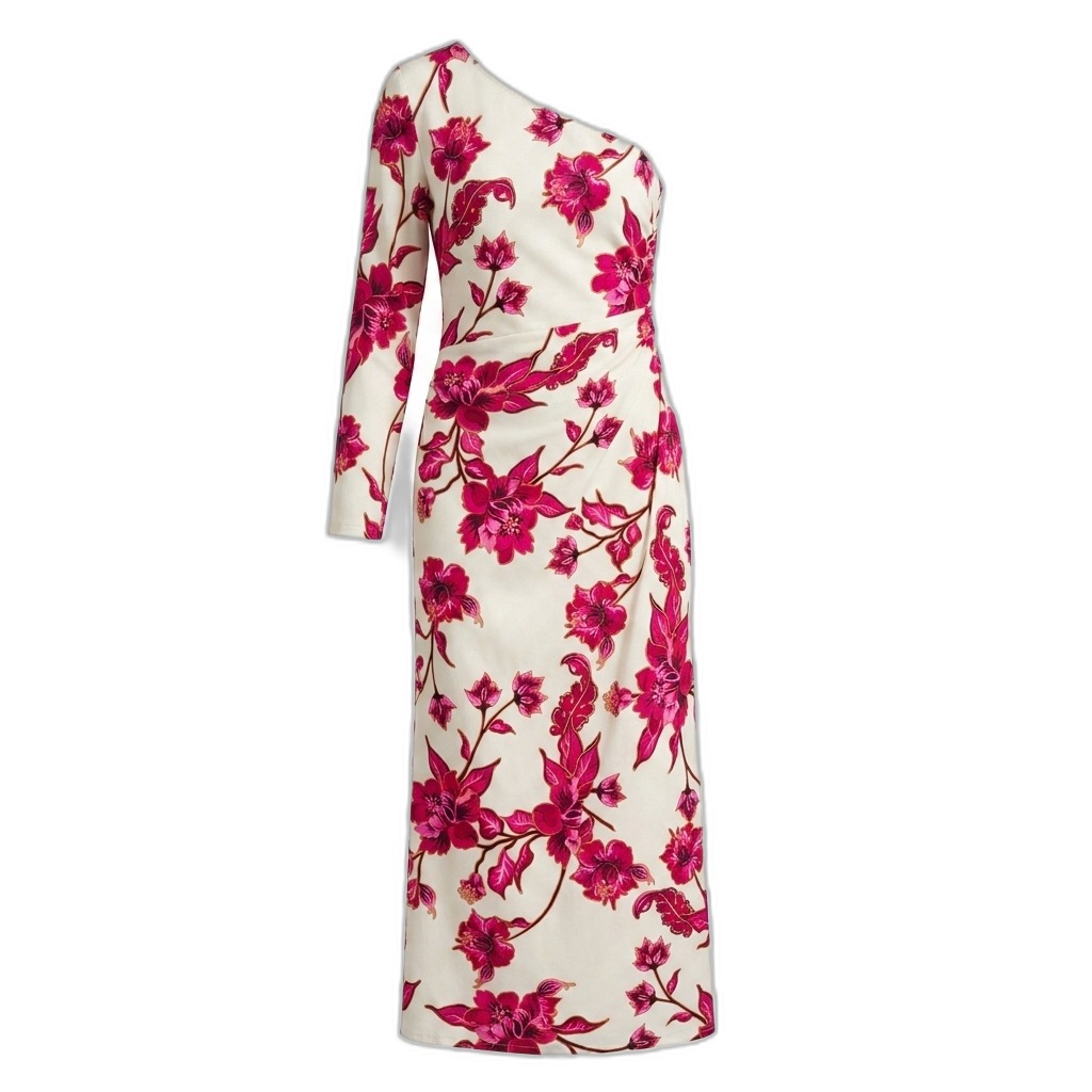 Floral One-Shoulder Midi Dress for Women