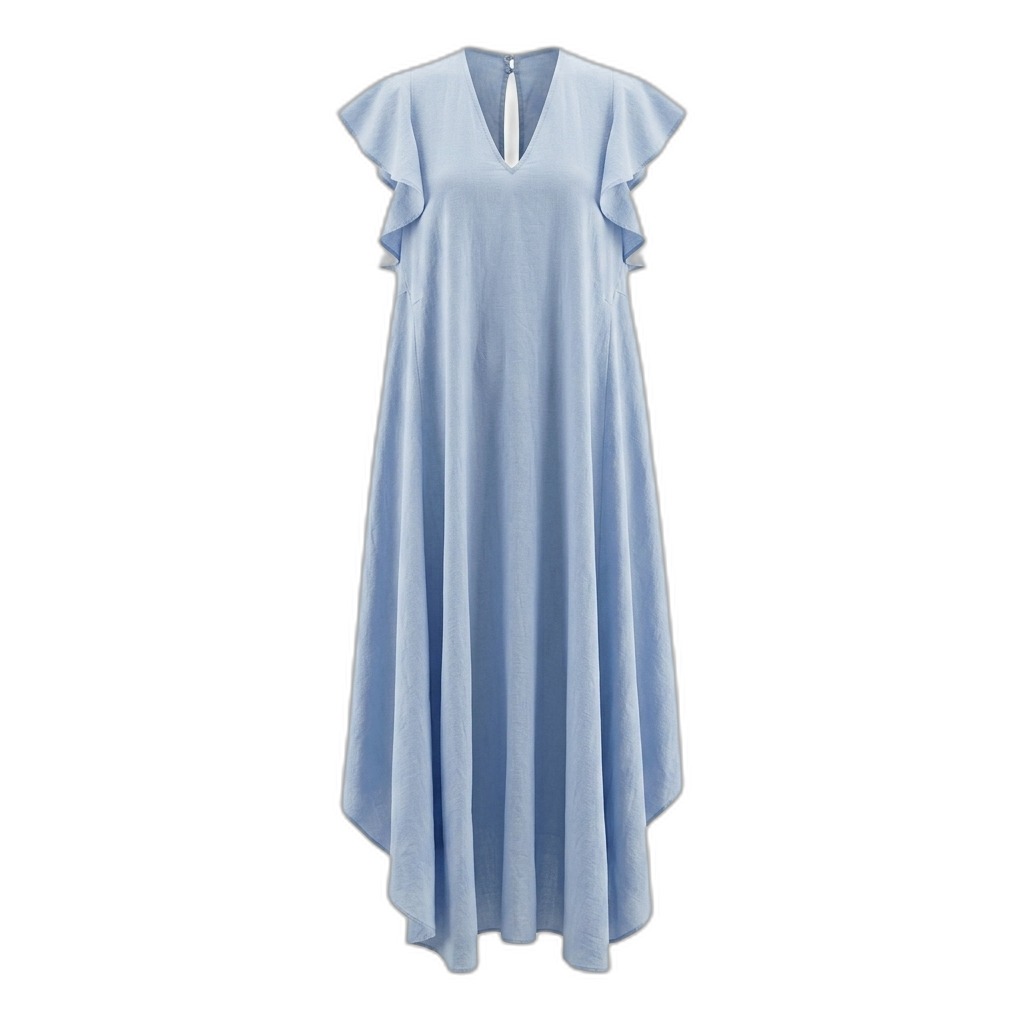 Light Blue Flutter Sleeve Maxi Dress for Women