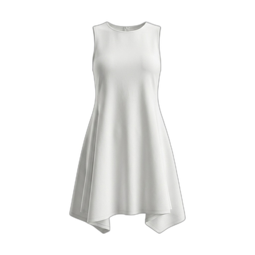 White Sleeveless Asymmetrical Hem Dress for Women
