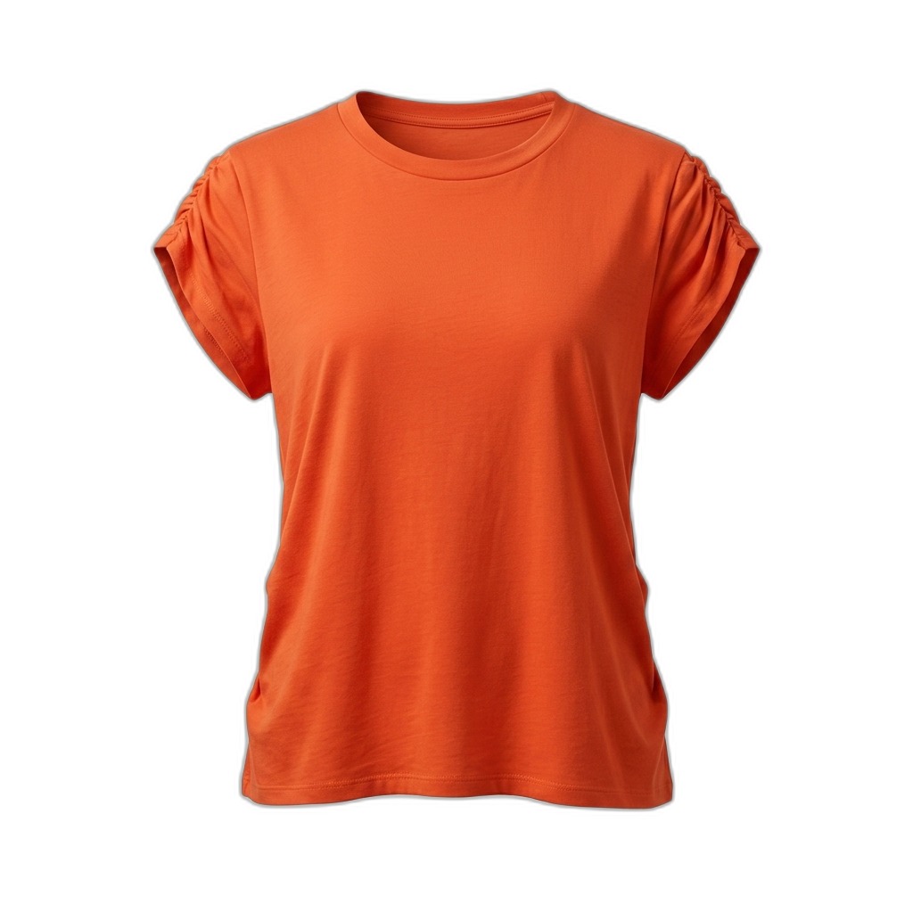 Women's Orange Ruched T-Shirt | Stylish Tops