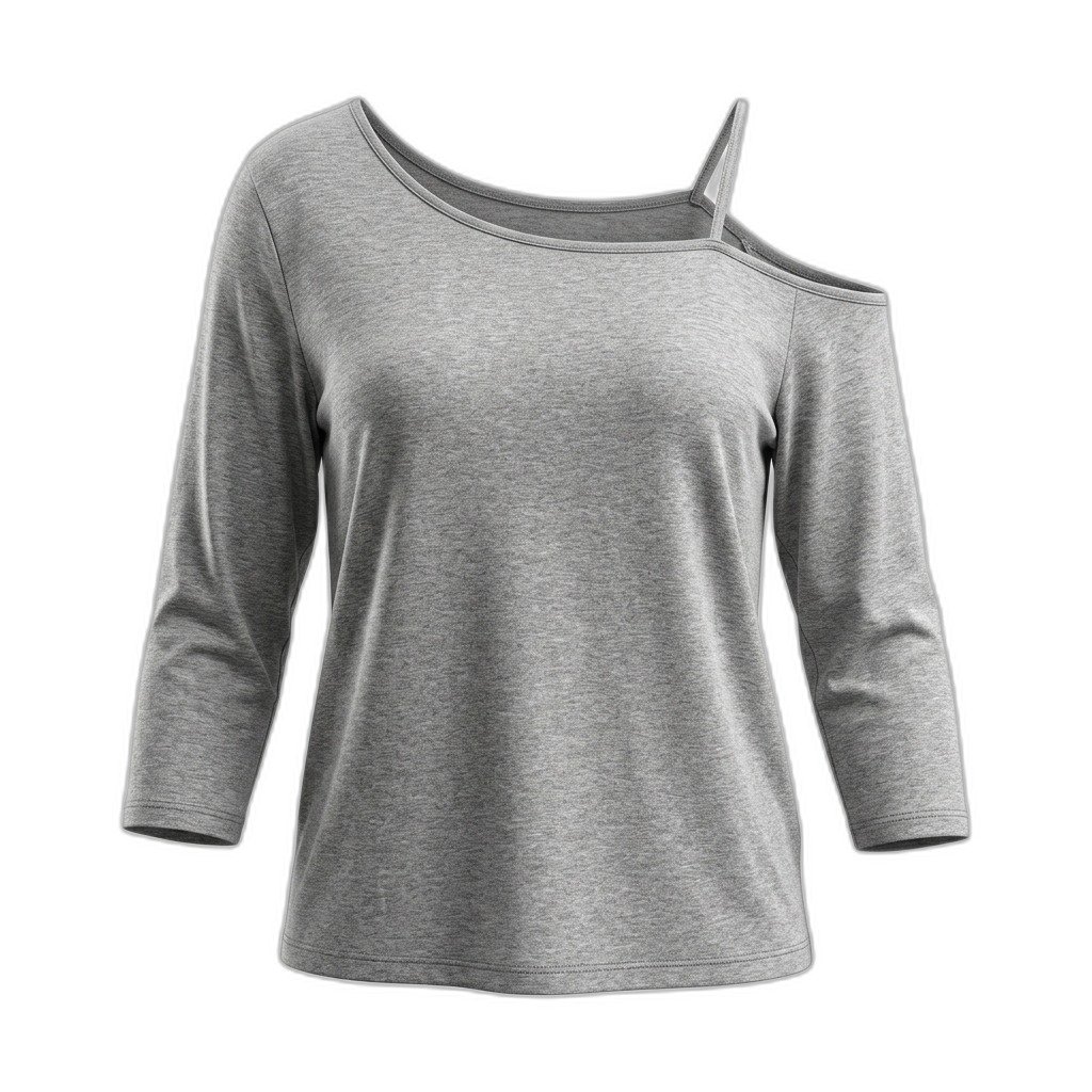Grey Off-Shoulder 3/4 Sleeve Top for Women