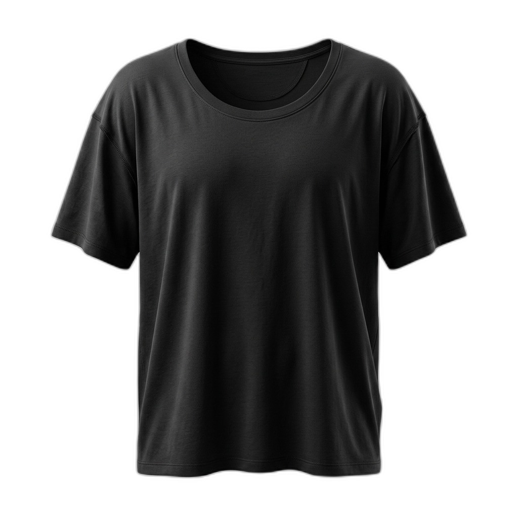 Oversized Black Round Neck T-Shirt