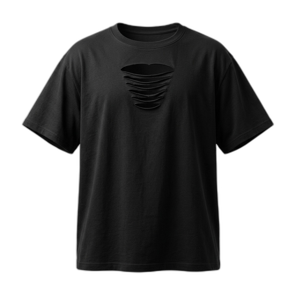 Black Distressed Lips Unisex T-Shirt