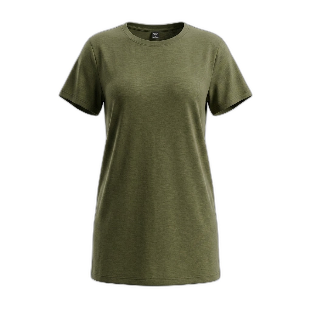 Women's Olive Green Crew Neck T-Shirt