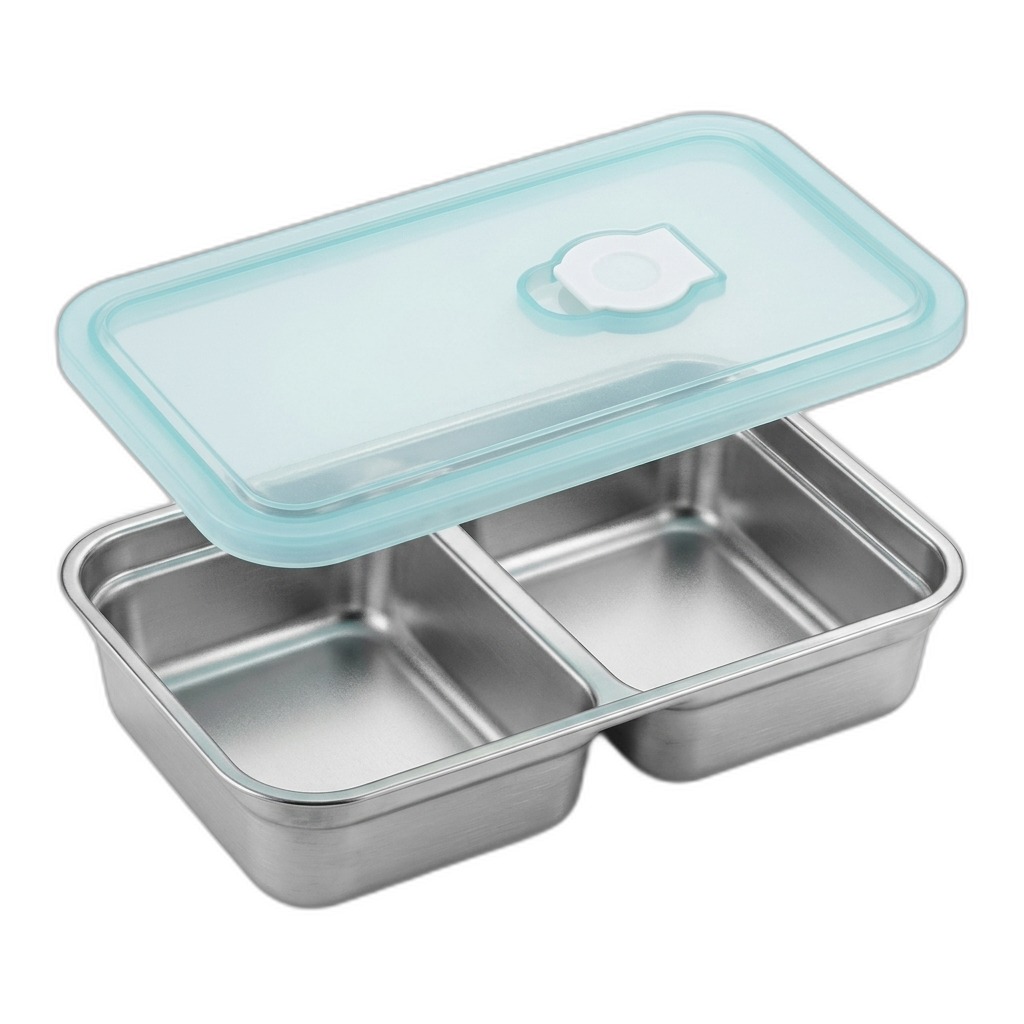 Stainless Steel 2-Compartment Lunch Box