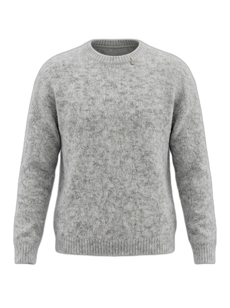 Women's Grey Knit Sweater with Button Detail
