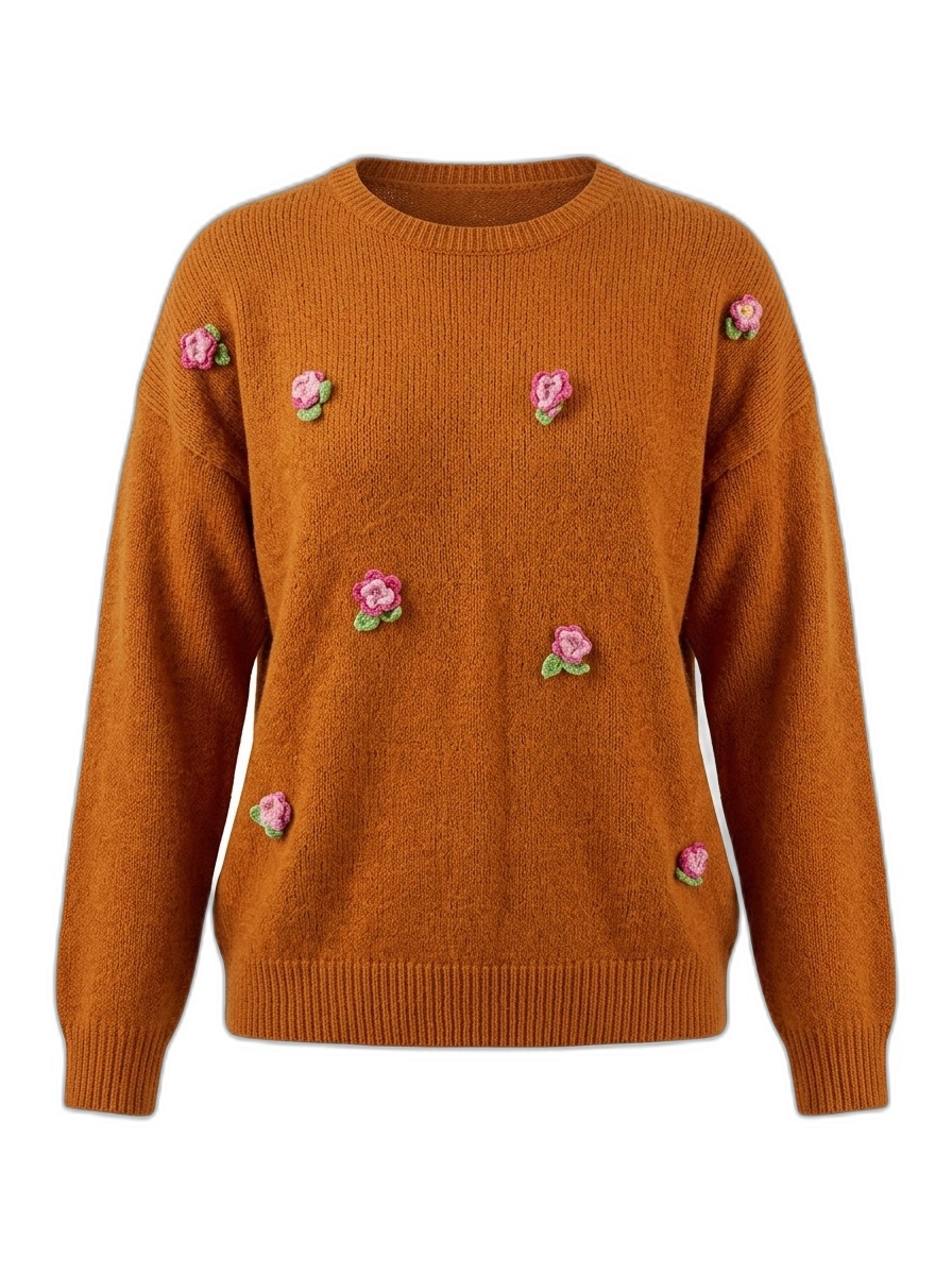 Women's Floral Embroidered Knit Sweater