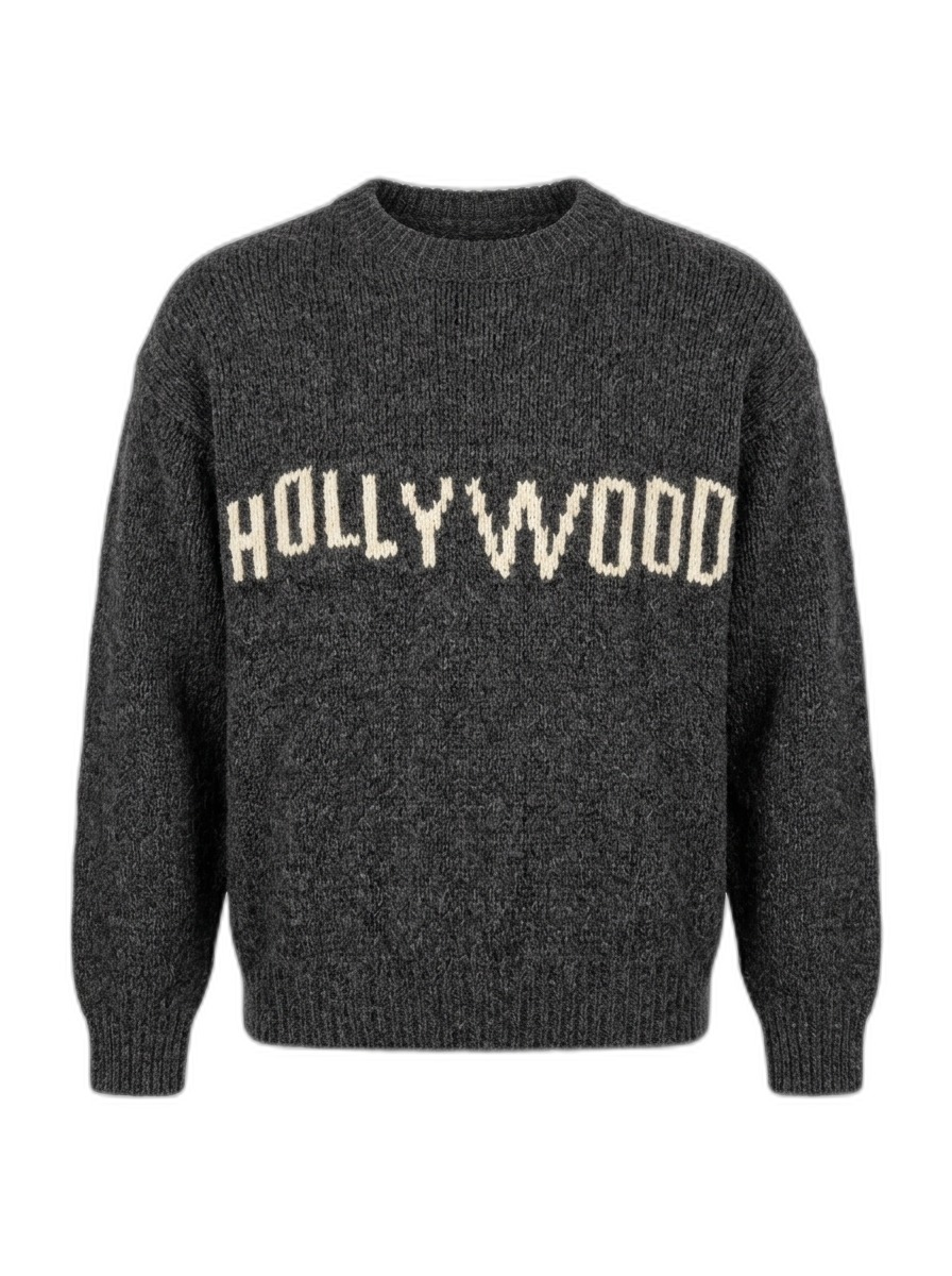 Dark Grey Knitted Hollywood Sweater