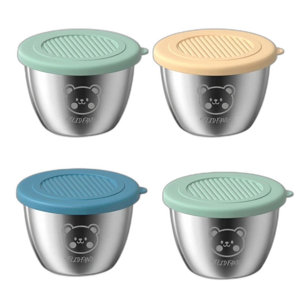 Kids Stainless Steel Bowls with Silicone Lids