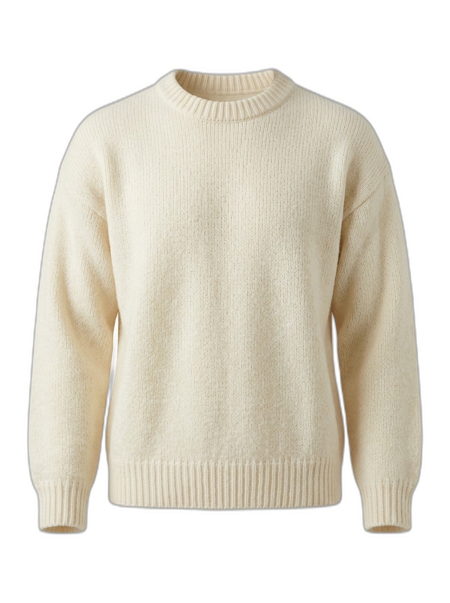 Cream Knit Crew Neck Sweater | Cozy Knitwear