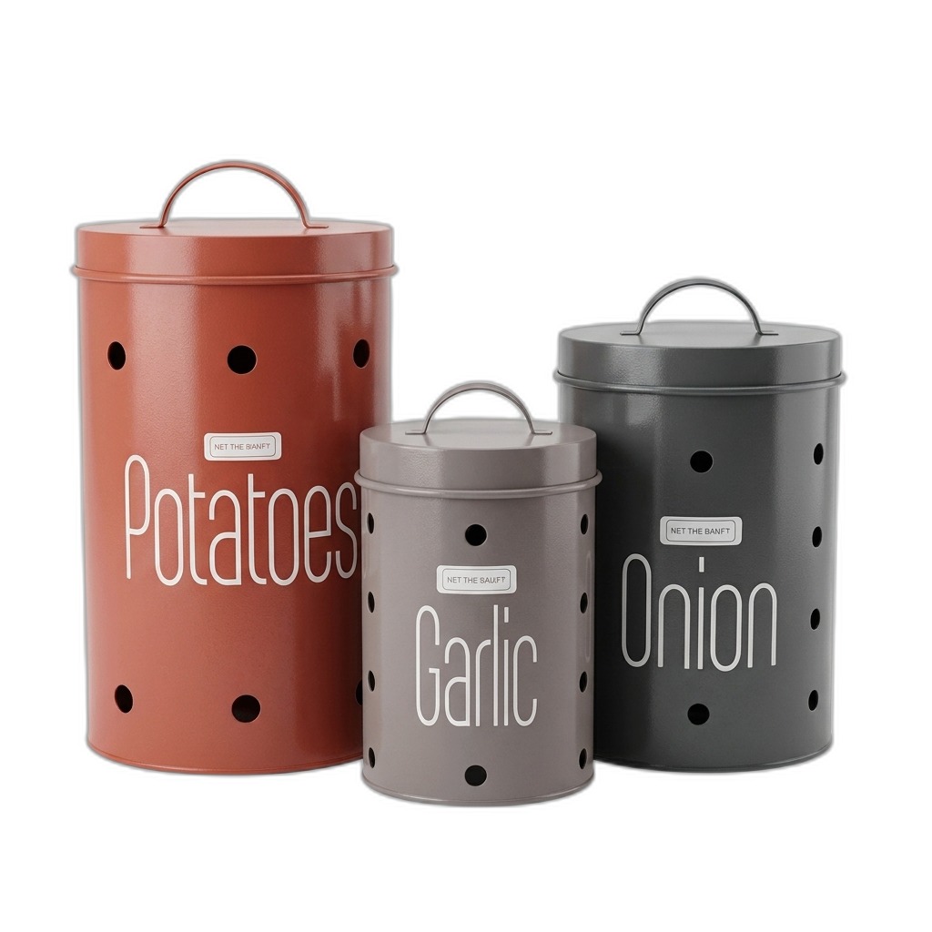 Metal Vegetable Storage Canister Set for Kitchen