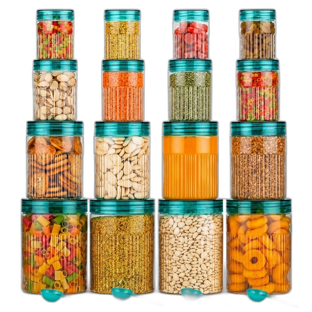 16-Pc Stackable Kitchen Storage Jar Set | Food Grade