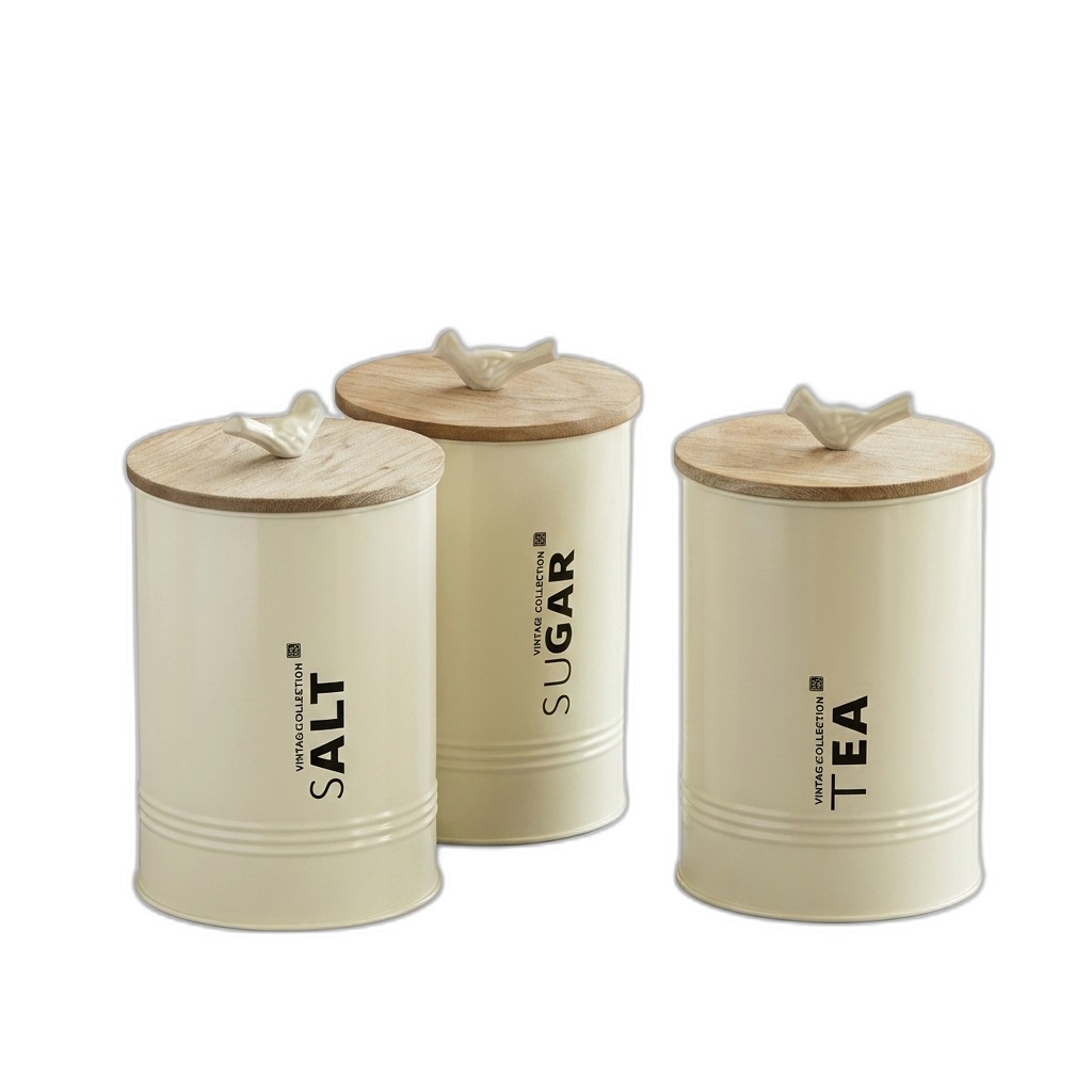 Vintage Kitchen Canister Set | Salt, Sugar, Tea