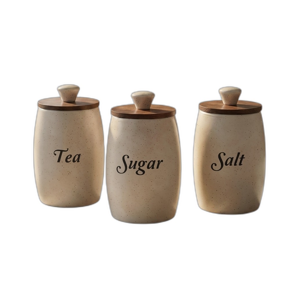 Ceramic Tea Sugar Salt Canister Set for Kitchen