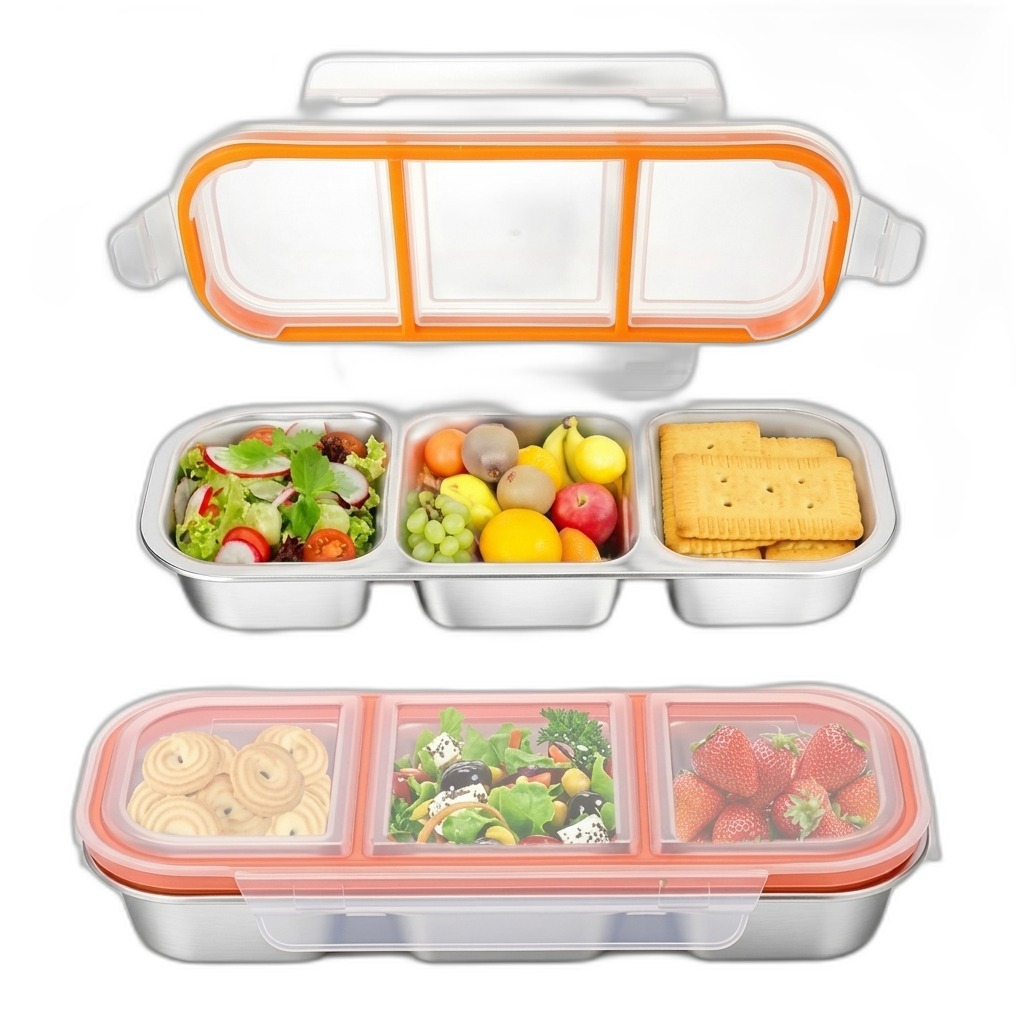 3-Compartment Stainless Steel Lunch Box