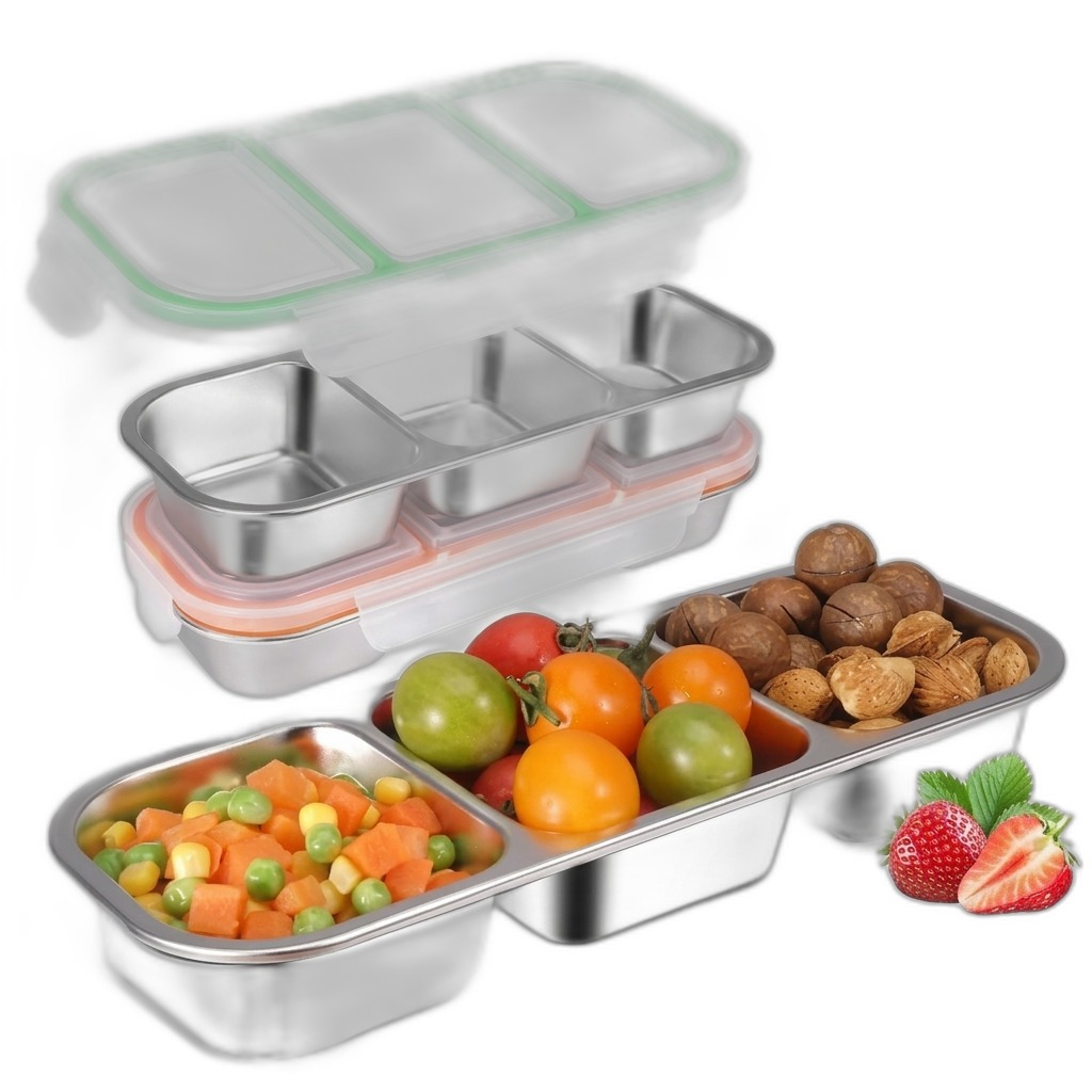 Stainless Steel 3-Compartment Lunch Box