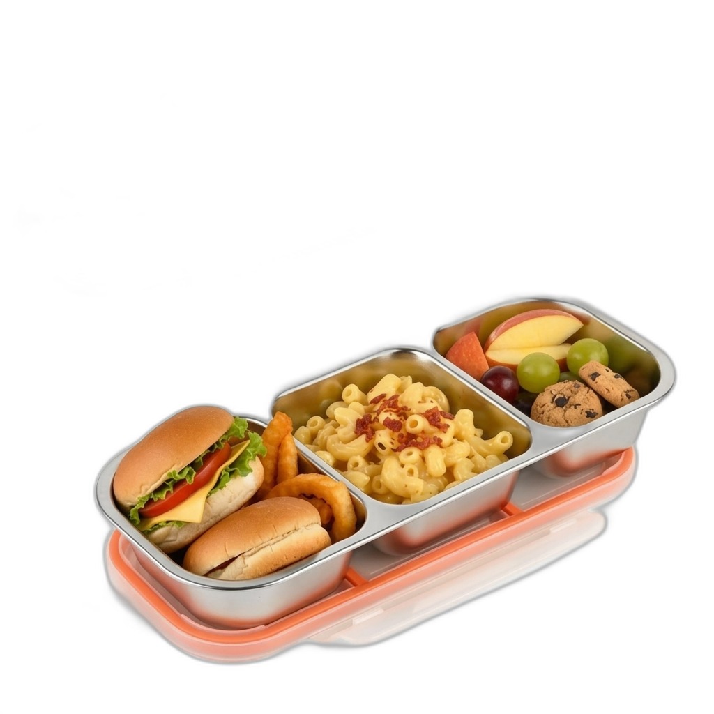 3-Compartment Stainless Steel Lunch Box Set