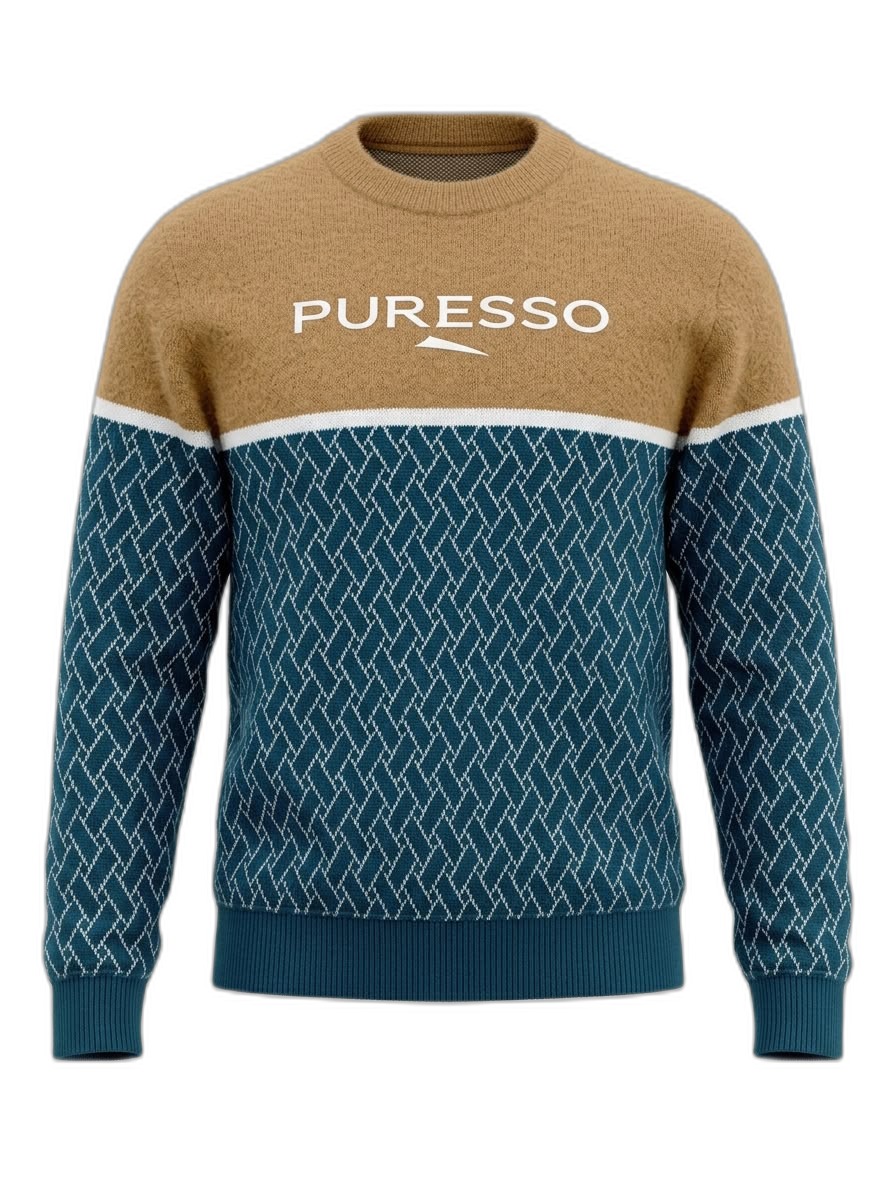 PURESSO Men's Color Block Knit Sweater