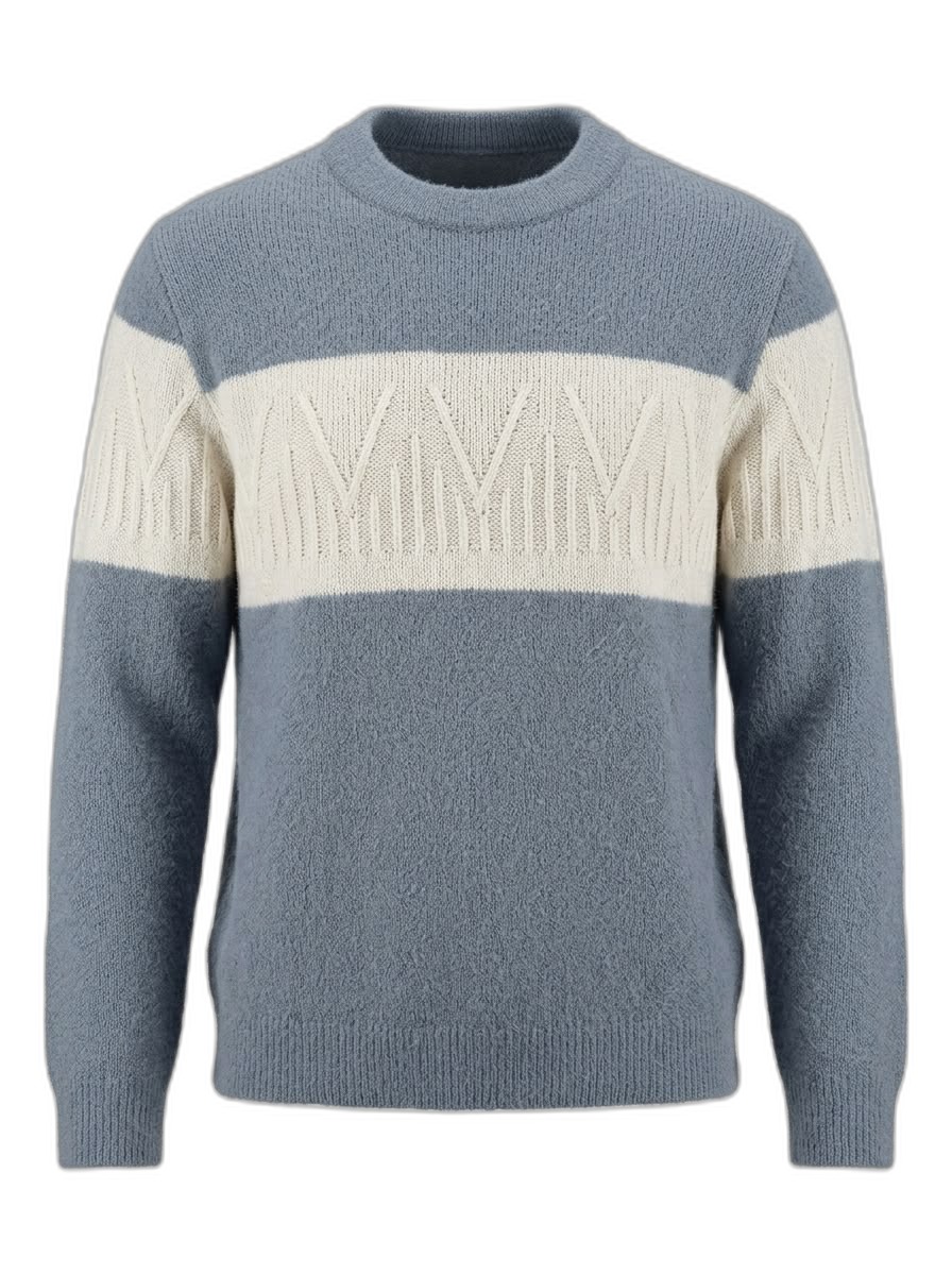 Men's Striped Pattern Crew Neck Knitted Sweater