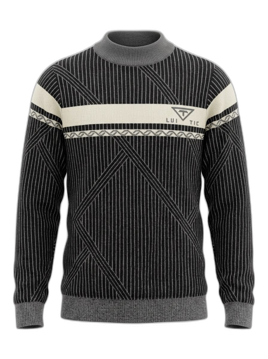 Men's Striped Knit Mock Neck Sweater