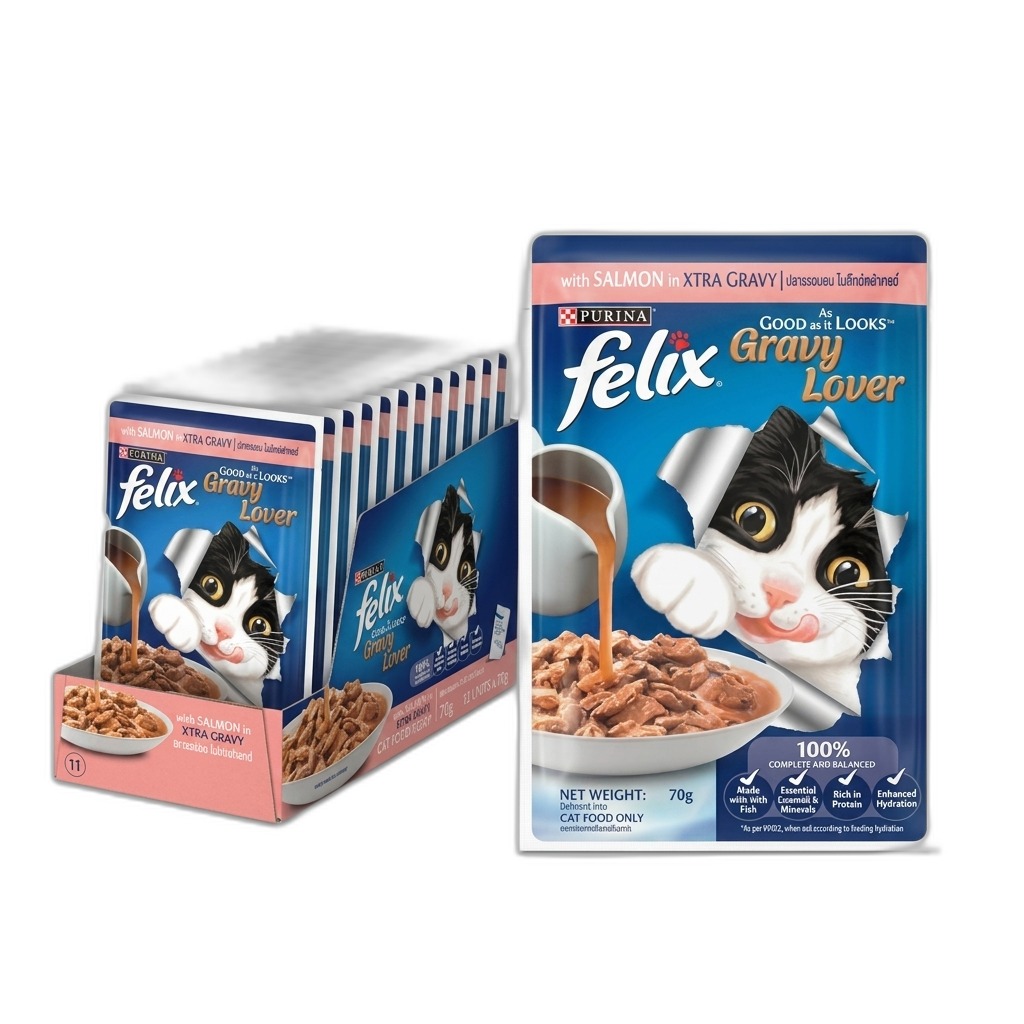 Felix Gravy Lover Salmon Wet Cat Food 70g Pouch (12-Pack)