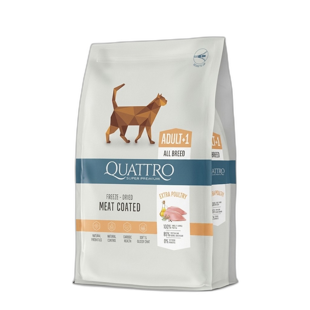 QUATTRO Adult Cat Food | Freeze-Dried Meat Coated