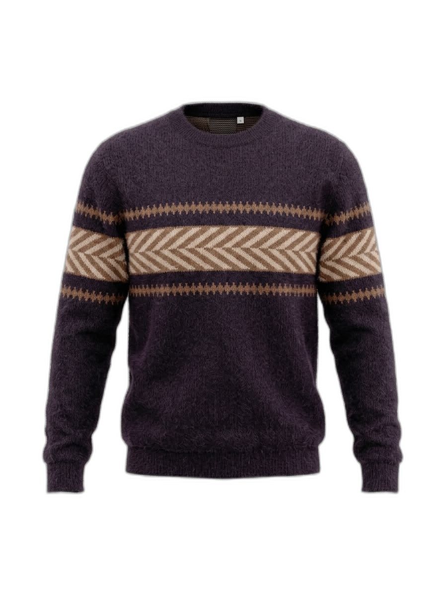 Men's Fair Isle Pattern Crew Neck Sweater
