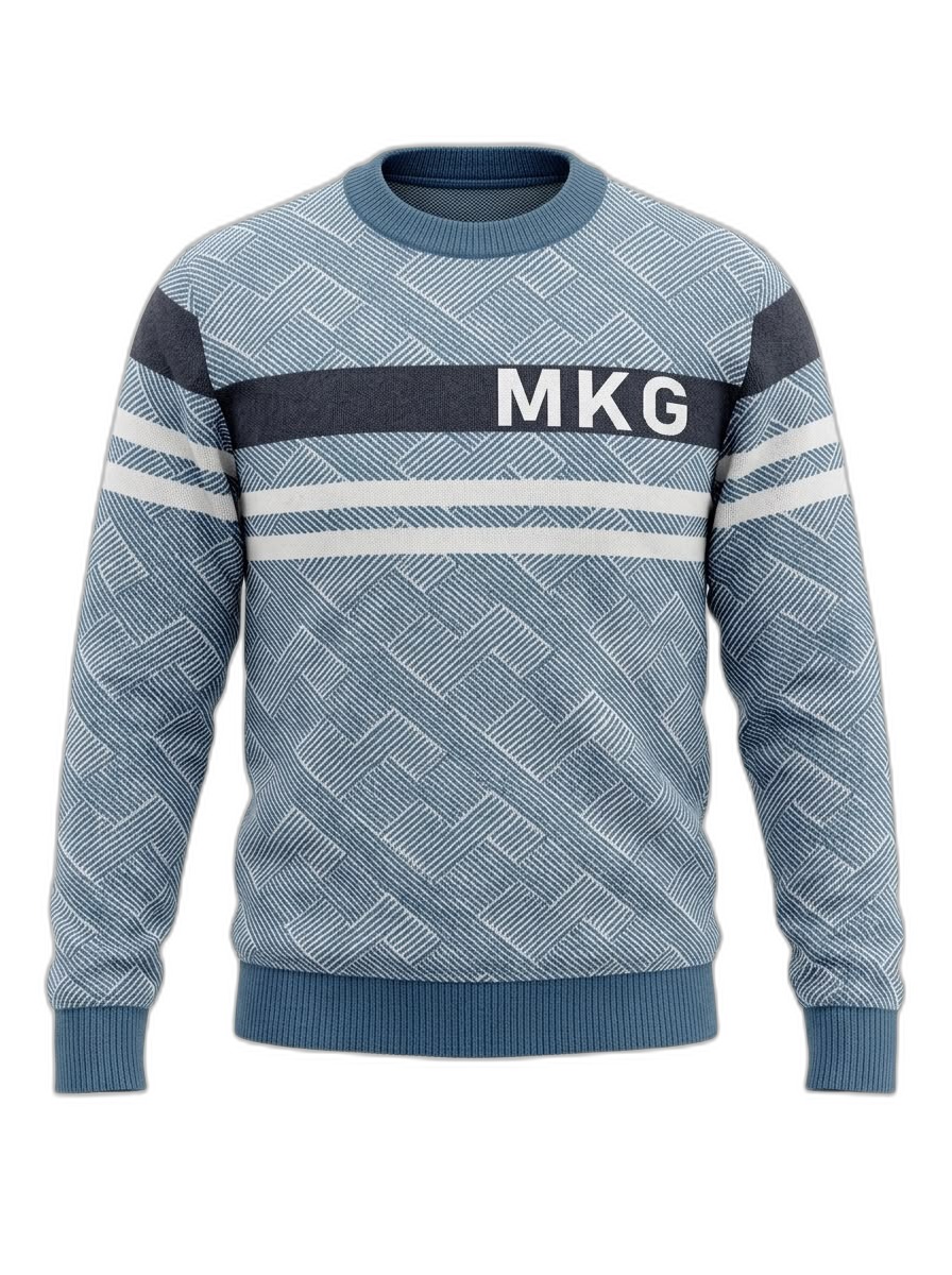 Men's MKG Geometric Pattern Crew Neck Sweater