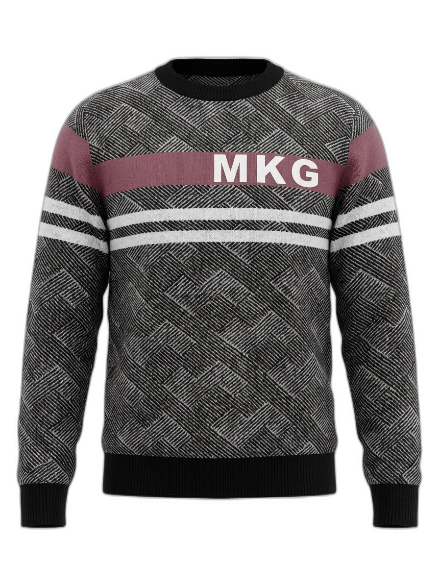 Men's Geometric Pattern Crew Neck Sweater