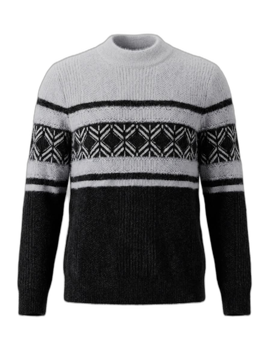 Men's Fair Isle Mock Neck Knit Sweater